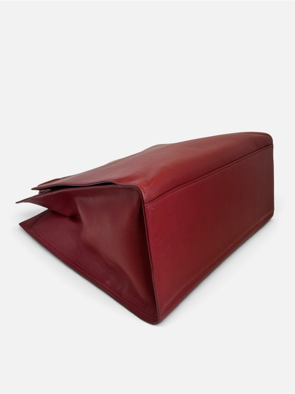 Structured Satchel Tote in Burgundy with Gold Accent - Picture 6 of 7